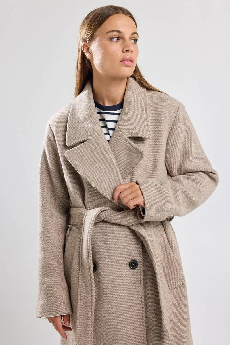 Remy Long Elegant Belted Jacket
